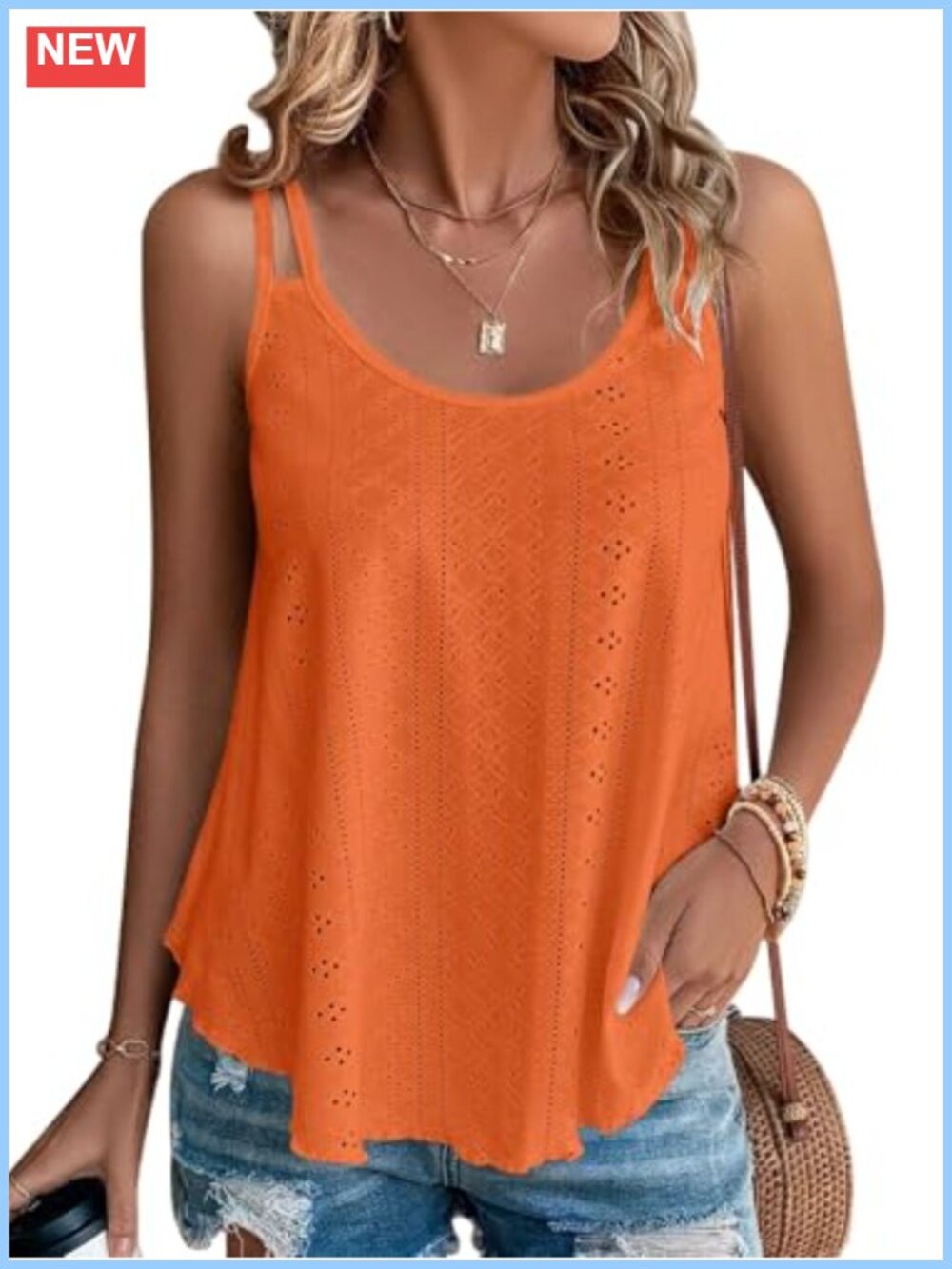 Spaghetti Strap Flowy Tank Top Sleeveless Scoop Neck Summer Shirt